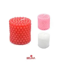 GENERICO - Vela cilíndrica perlas 6x6x7cm color aleatorio