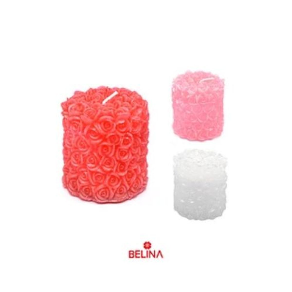 GENERICO - Vela de rosas cilíndrica con rosas 6x6x7cm color aleatorio