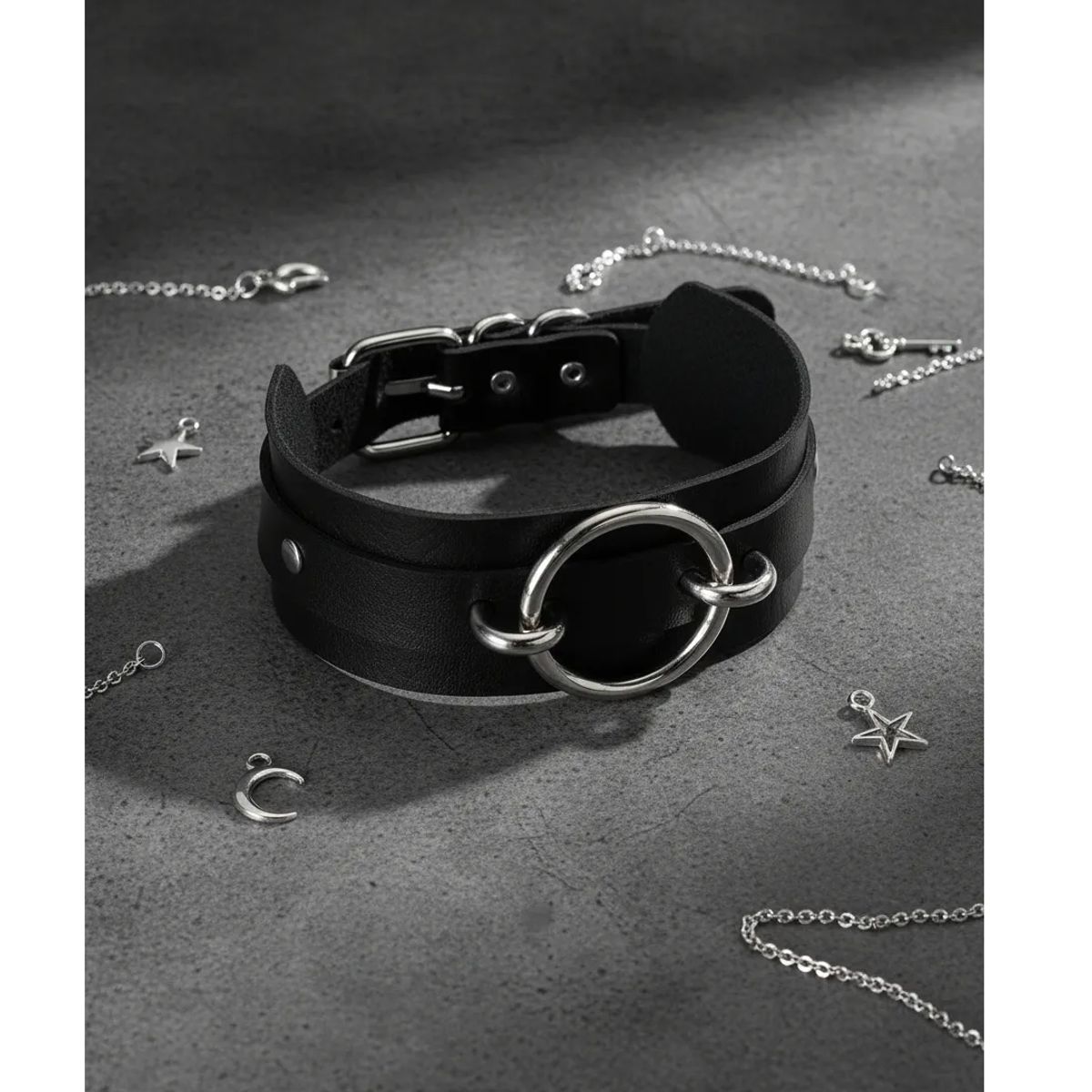GENERICO - Collar Gotico Gargantilla De Cuero Gotica De Aro Dama Mujer