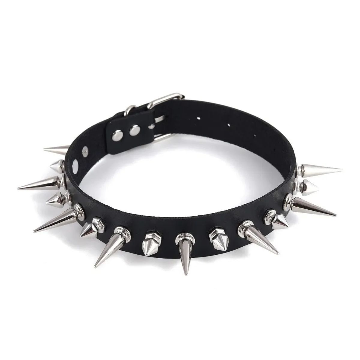 GENERICO - Collar Gargantilla De Cuero Gotica De Puntas Hombre Mujer M1