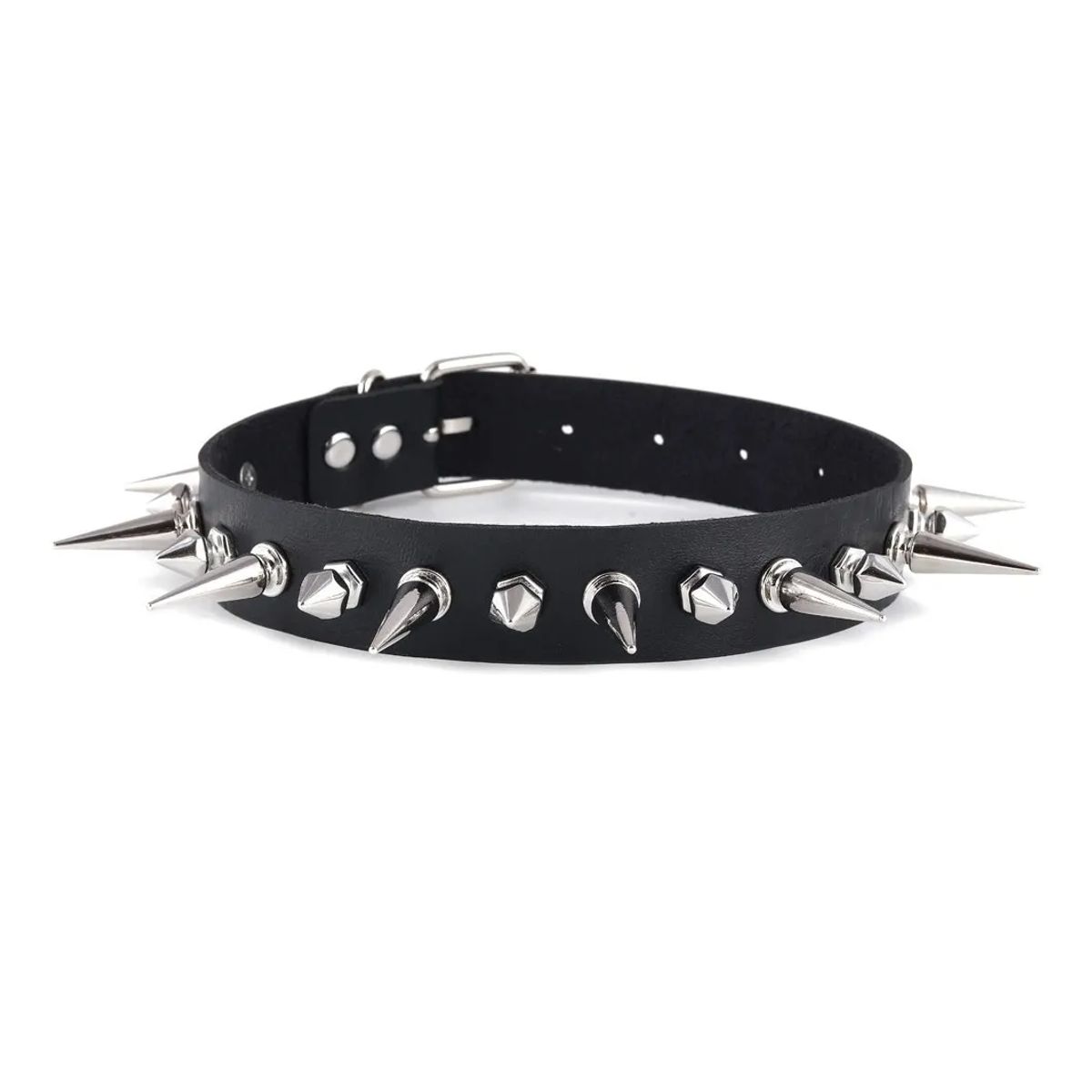 GENERICO - Collar Gargantilla De Cuero Gotica De Puntas Hombre Mujer M1