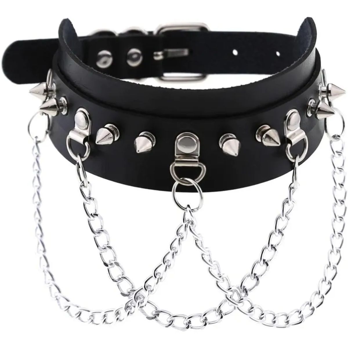 GENERICO - Collar Gargantilla Gótica De Cuero Hombre Mujer Puas