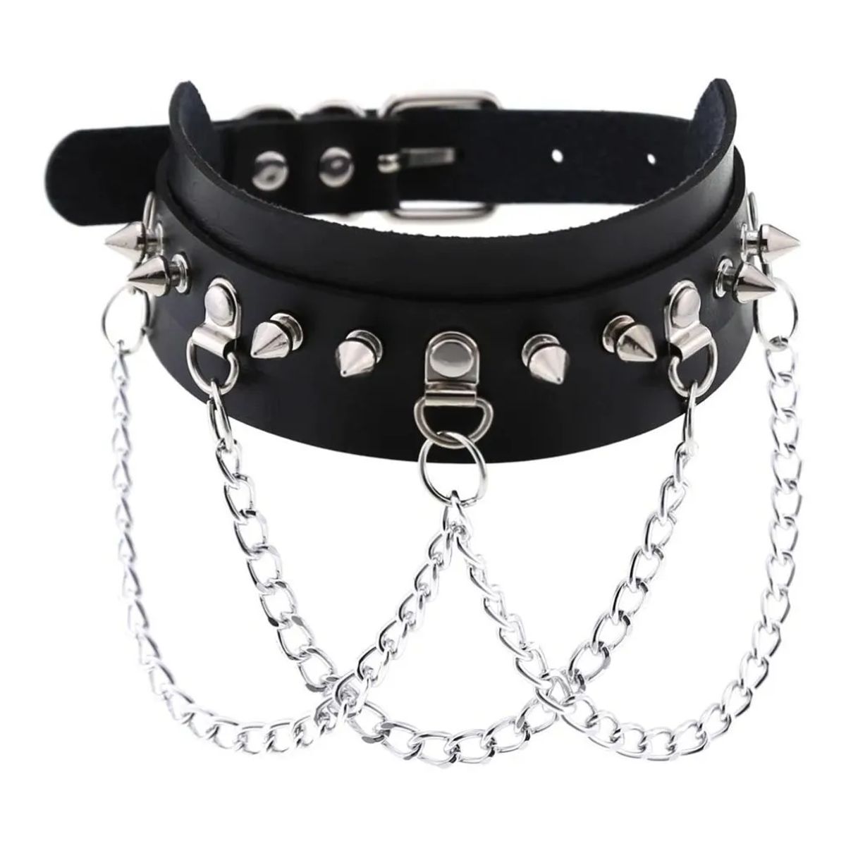 GENERICO - Collar Gargantilla Gótica De Cuero Hombre Mujer Puas