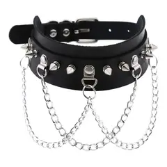 GENERICO - Collar Gargantilla Gótica De Cuero Hombre Mujer Puas