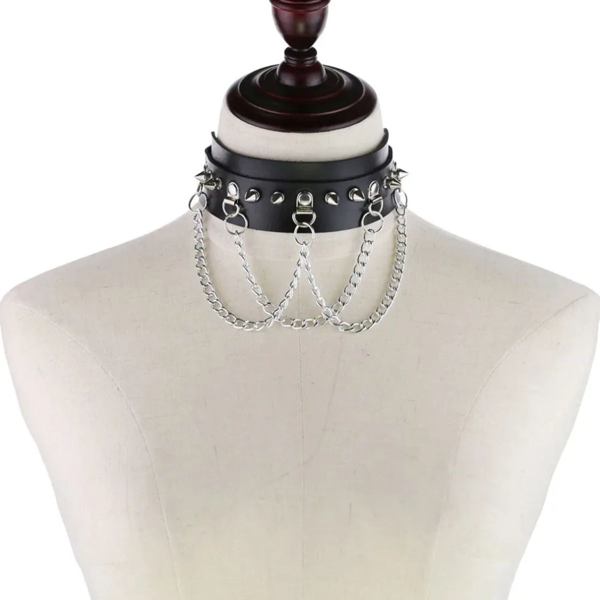 GENERICO - Collar Gargantilla Gótica De Cuero Hombre Mujer Puas