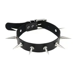 GENERICO - Collar Gargantilla Gotica De Cuero Puntas Hombre Mujer M2