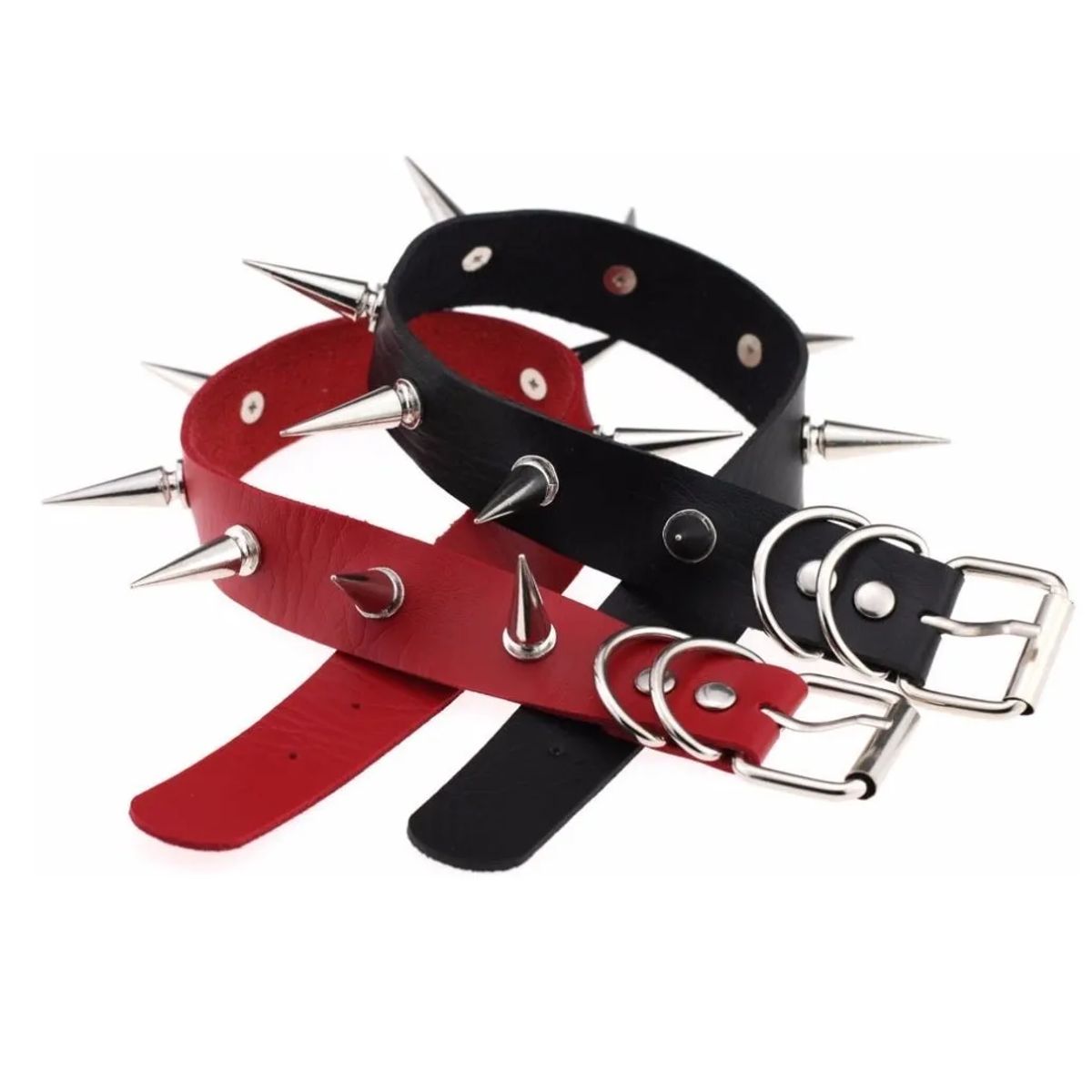 GENERICO - Collar Gargantilla Gotica De Cuero Puntas Hombre Mujer M2