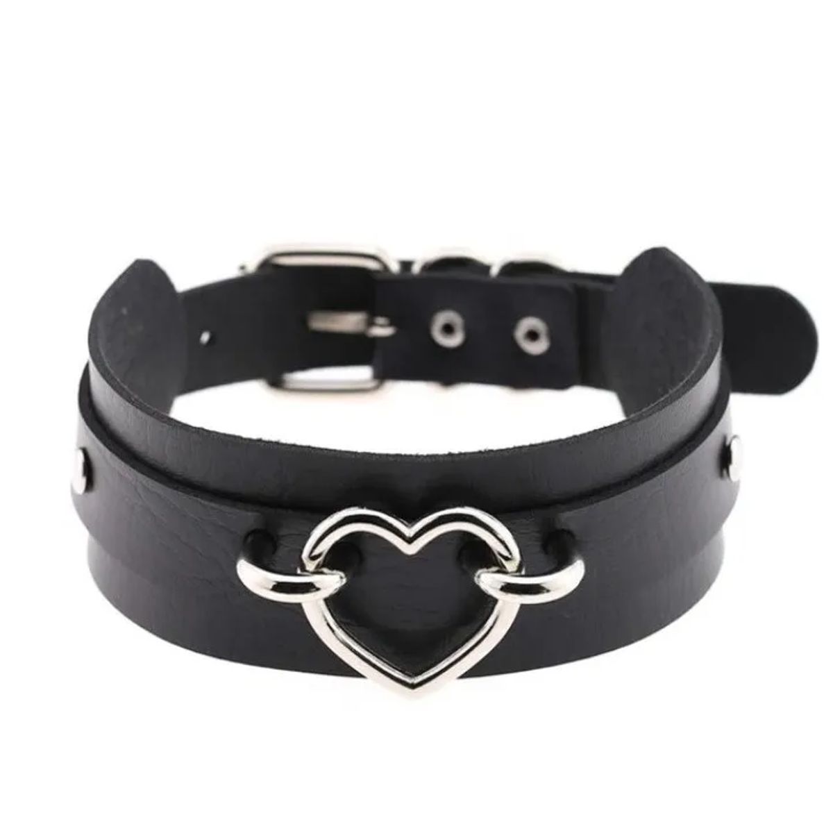 GENERICO - Collar Gargantilla De Cuero Dama Gotica De Corazon