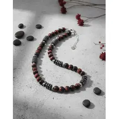 GENERICO - Collar Piedra Ojo De Tigre Red Y Hematita Hombre Masculino