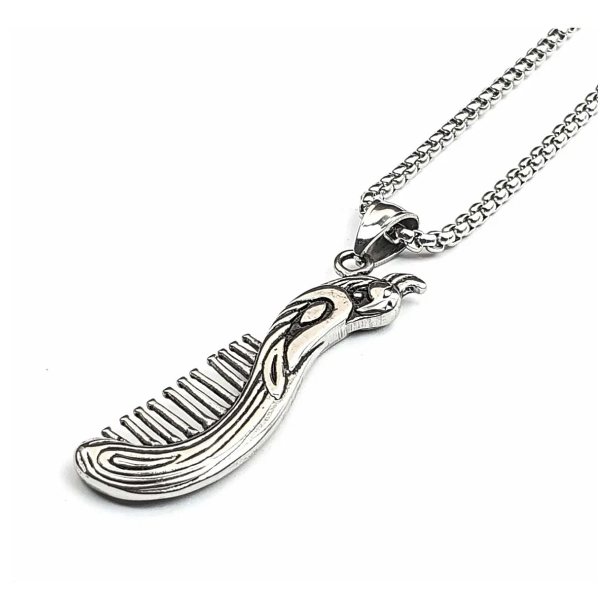 GENERICO - Collar Barbero Peine Silver Space Hombre Mujer Moda