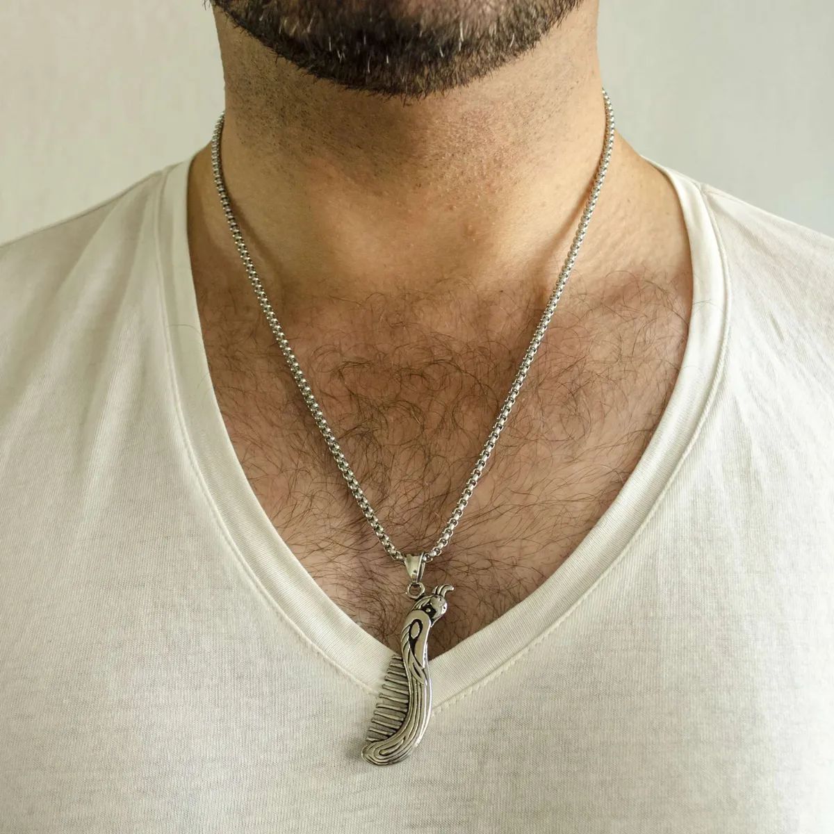 GENERICO - Collar Barbero Peine Silver Space Hombre Mujer Moda