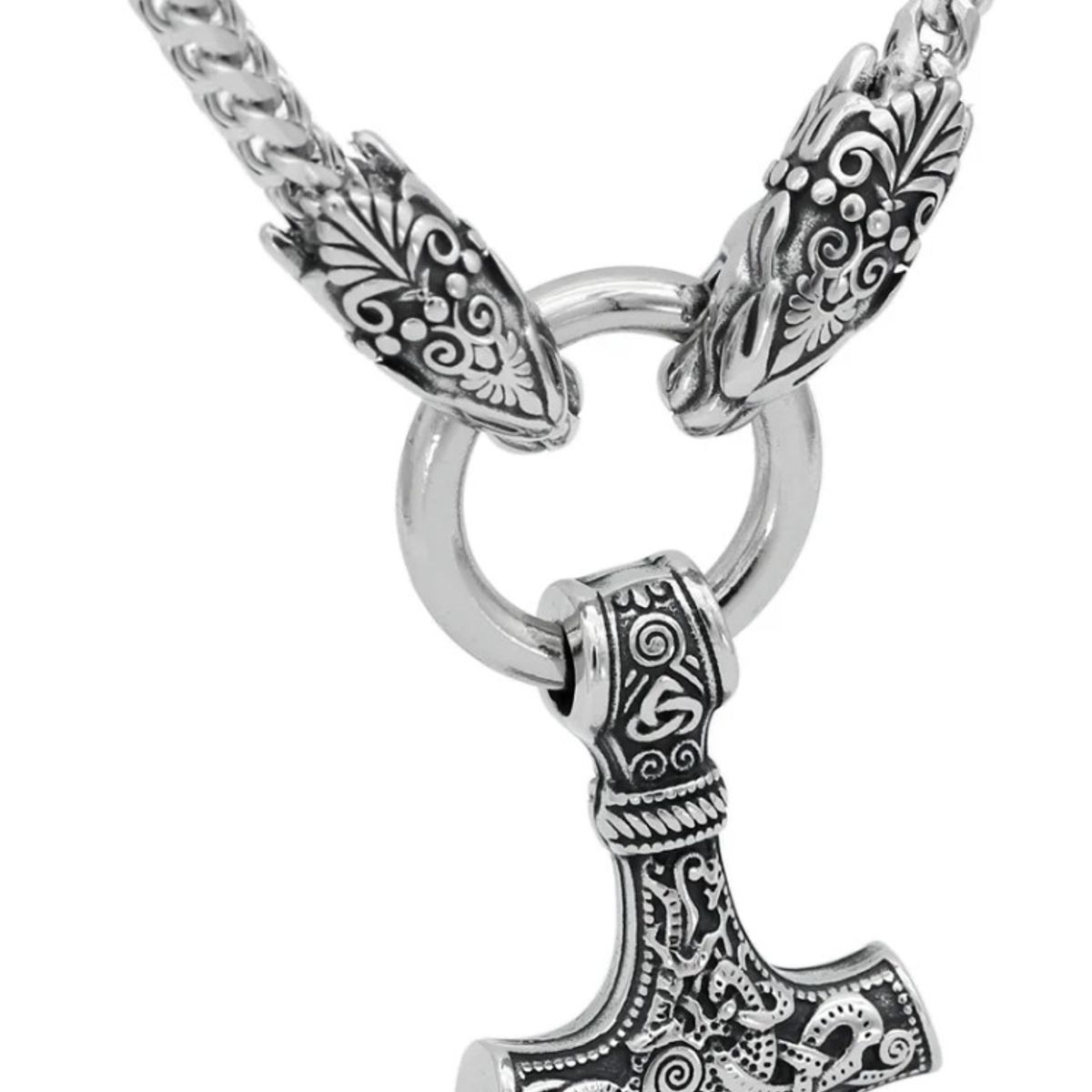 GENERICO - Collar Vikingo Martillo Nordico Mjolnir Acero Leon Nordico