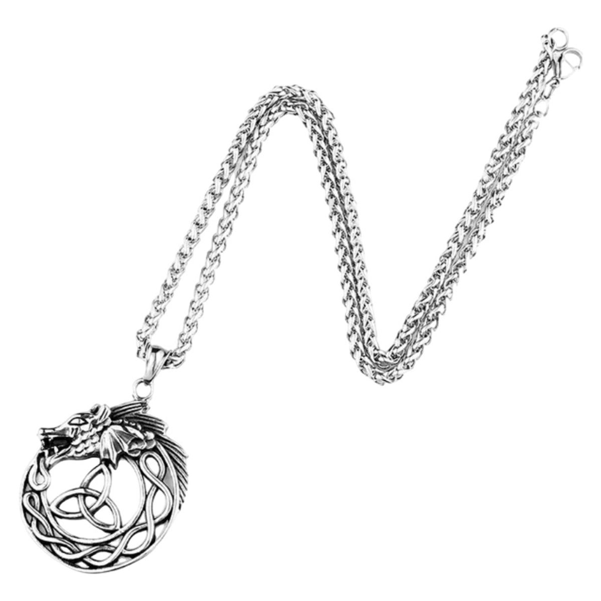 GENERICO - Collar Celta Amuleto Dragon Vikingo Moda Nordica