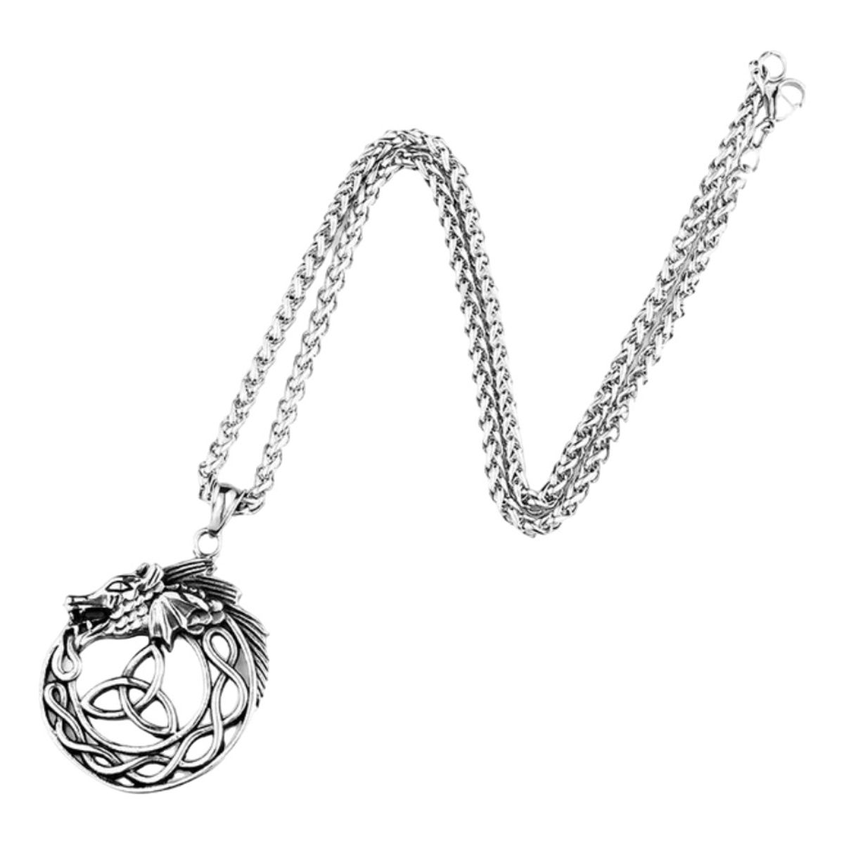 GENERICO - Collar Celta Amuleto Dragon Vikingo Moda Nordica