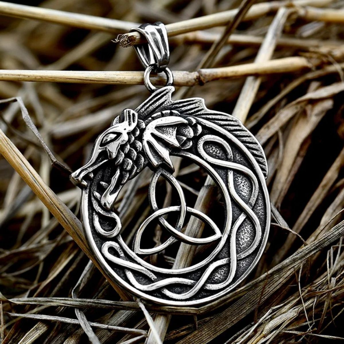 GENERICO - Collar Celta Amuleto Dragon Vikingo Moda Nordica