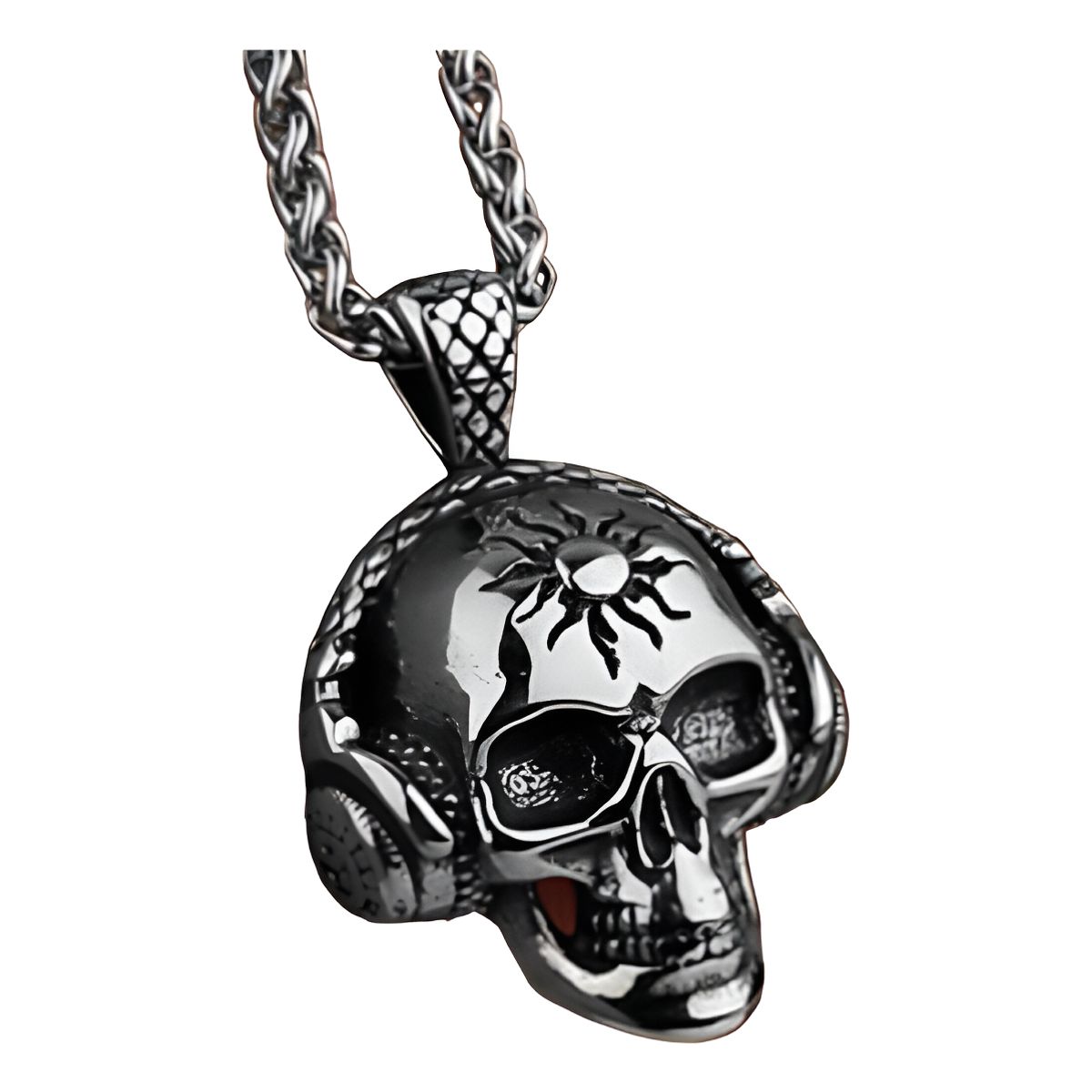 GENERICO - Collar Craneo Calavera Audifonos Moda Punk