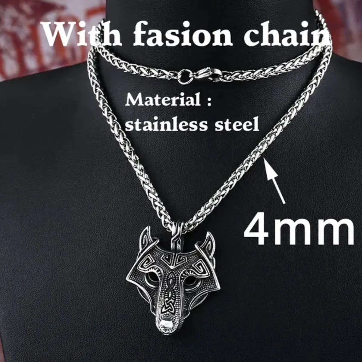GENERICO - Collar Vikingo Lobo Moda Nordica Masculina