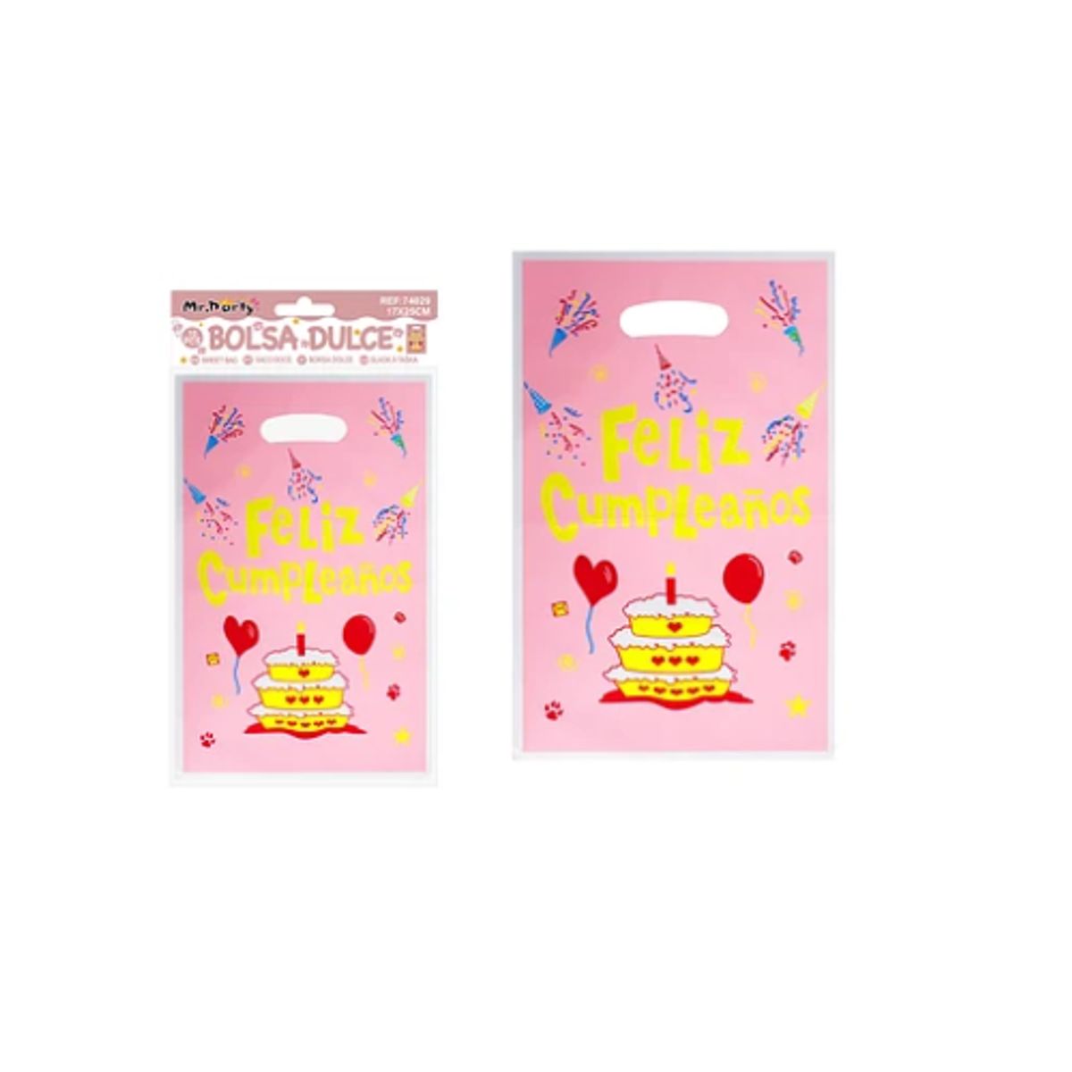 GENERICO - Bolsas perladas para dulces feliz cumpleaños rosa 10pcs 17x25cm