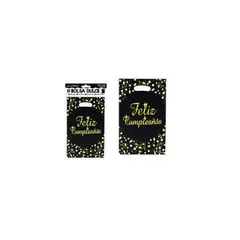 GENERICO - Bolsas perladas para dulces feliz cumpleaños negro 10pcs 17x25cm