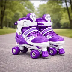 GENERICO - Patines 4 Ruedas Ajustable Para Niñas Morado Talla M