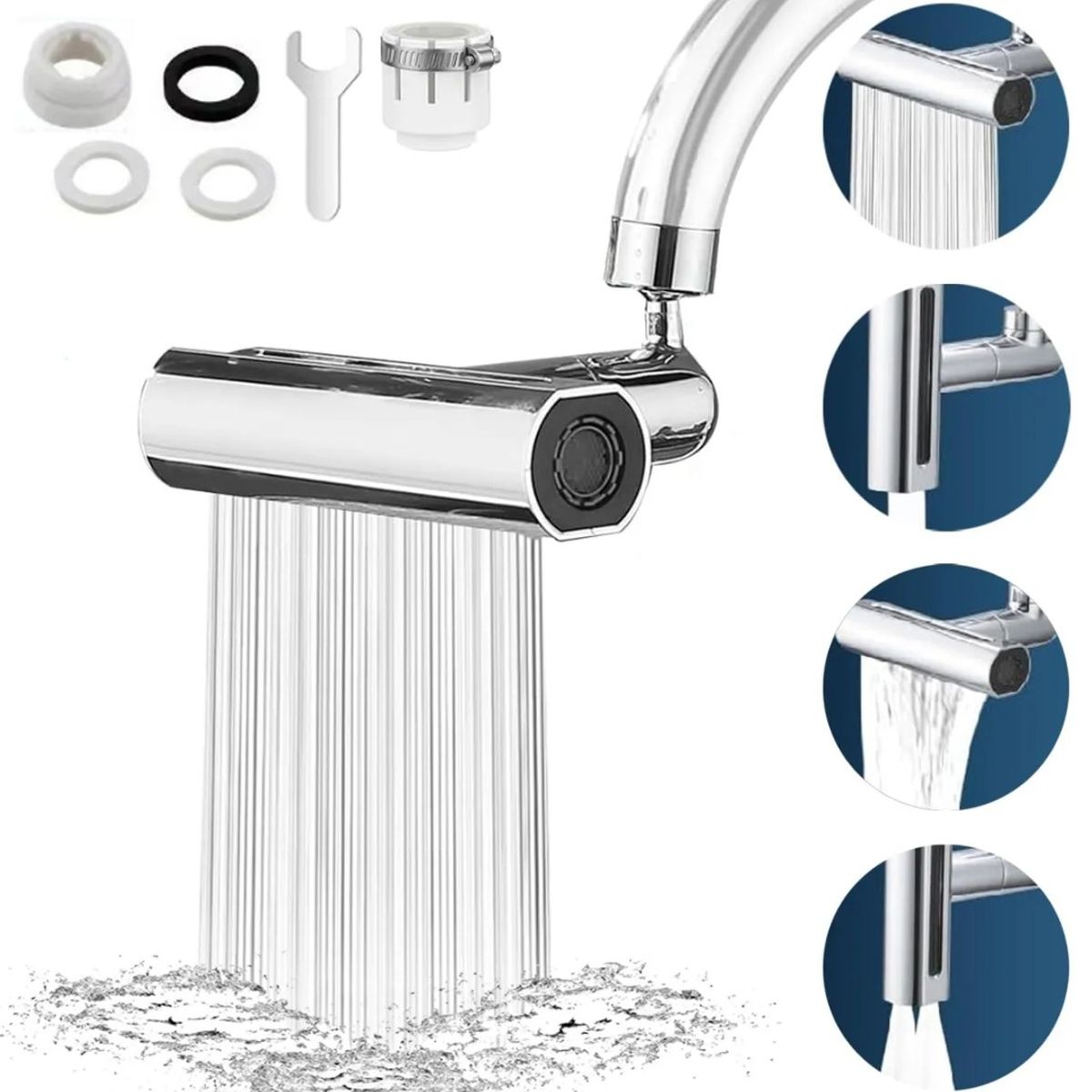 MOVI - Grifo 4 en 1 360° para cocina (Adaptador Extensible)