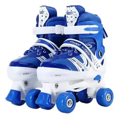 GENERICO - Patines 4 Ruedas Ajustable Para Niñas Azul Talla XS