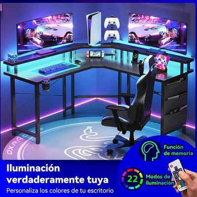 Imagen 2 del producto Escritorio Oficina Forma L 129×129×89 cm Negro