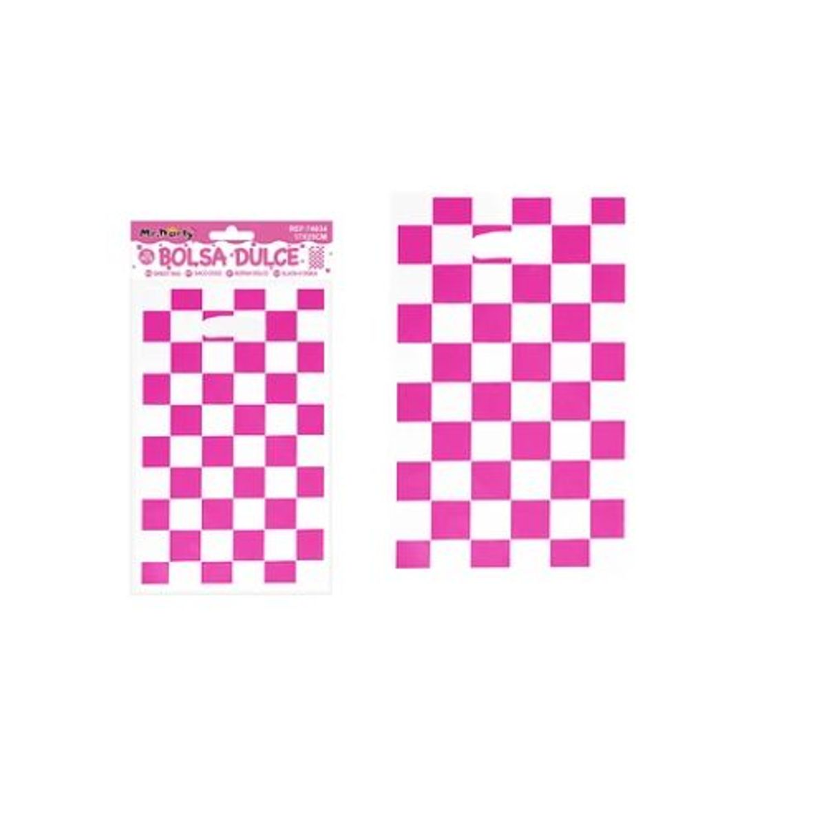 GENERICO - Bolsas perladas para dulces cuadros rosa-blanco 10pcs 17x25cm