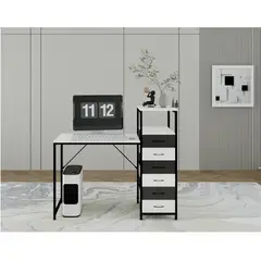 YOMYM - Escritorio Oficina Con Casilleros En blanco y negro 140×48×100cm