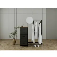 YOMYM - Taquilla Con Percha Con Espejo 125×40×140cm Negro