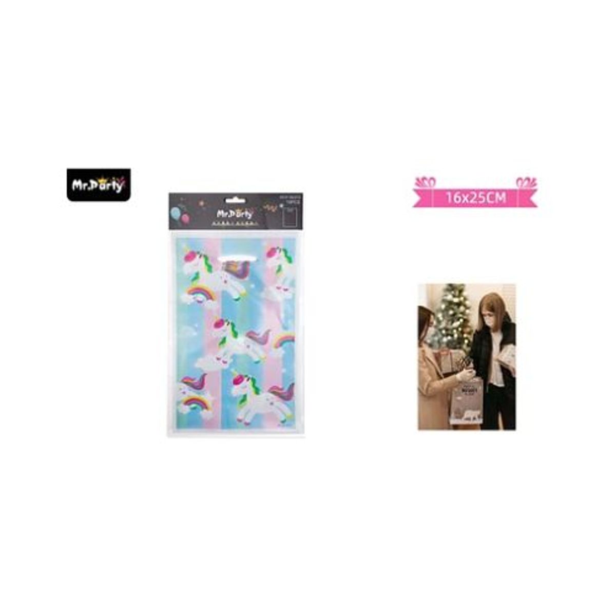 GENERICO - Bolsas de dulces unicornio 16x25cm 10pcs