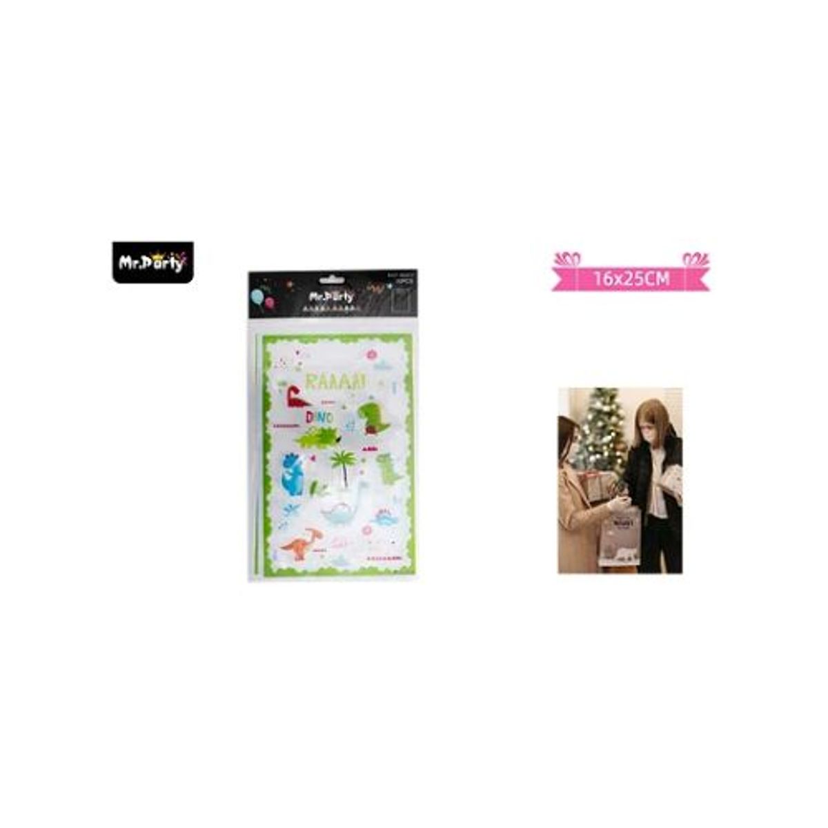 GENERICO - Bolsas de dulces dinosaurios 16x25cm 10pcs