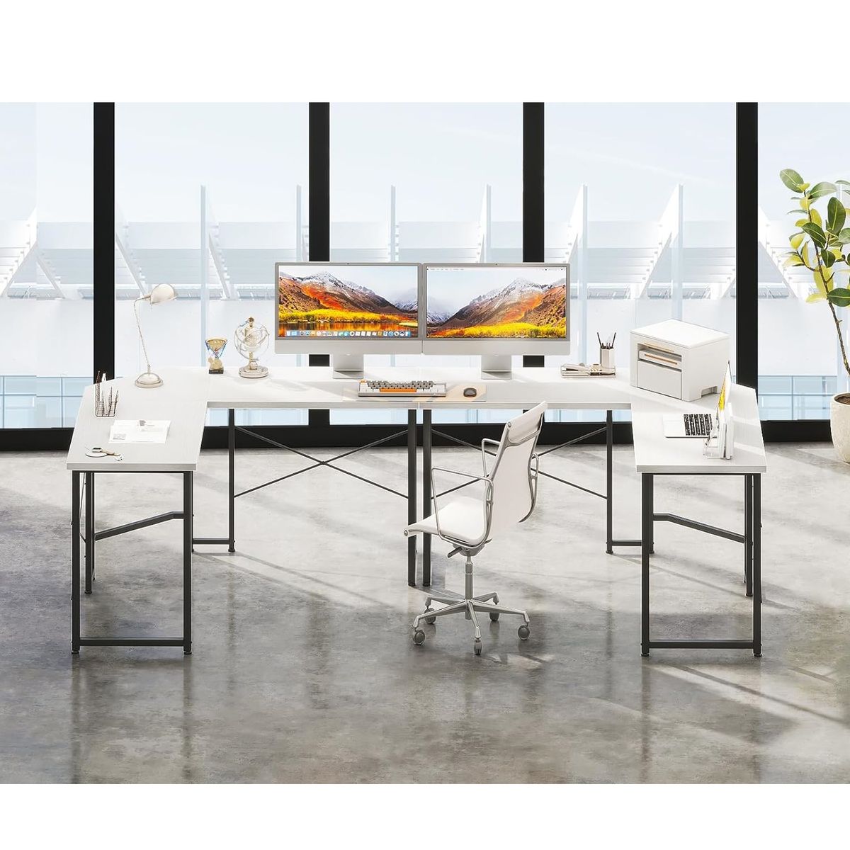 YOMYM - Escritorio Oficina Forma L 120×120×76cm Blanco