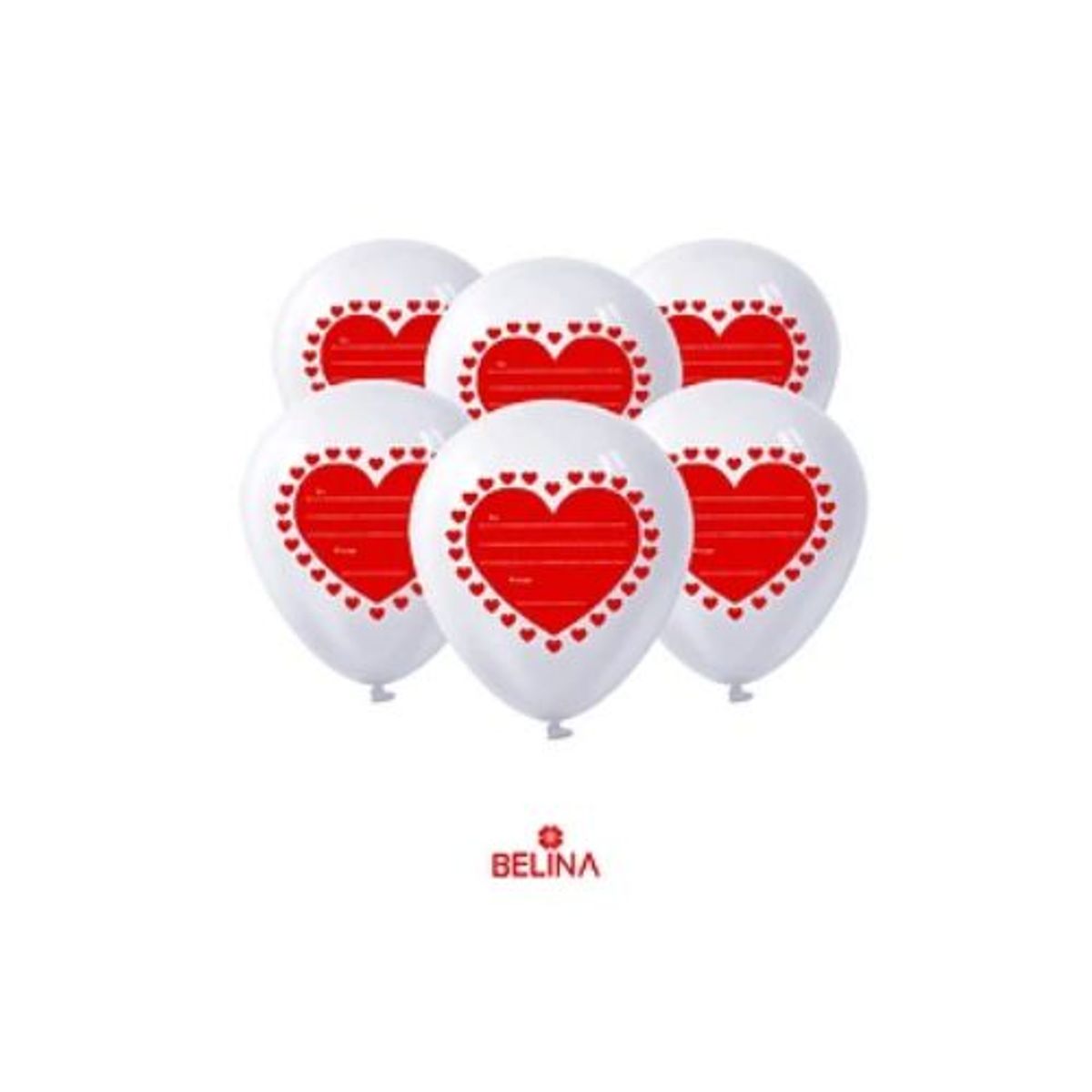 GENERICO - Set de globos de látex blanco con corazón rojo