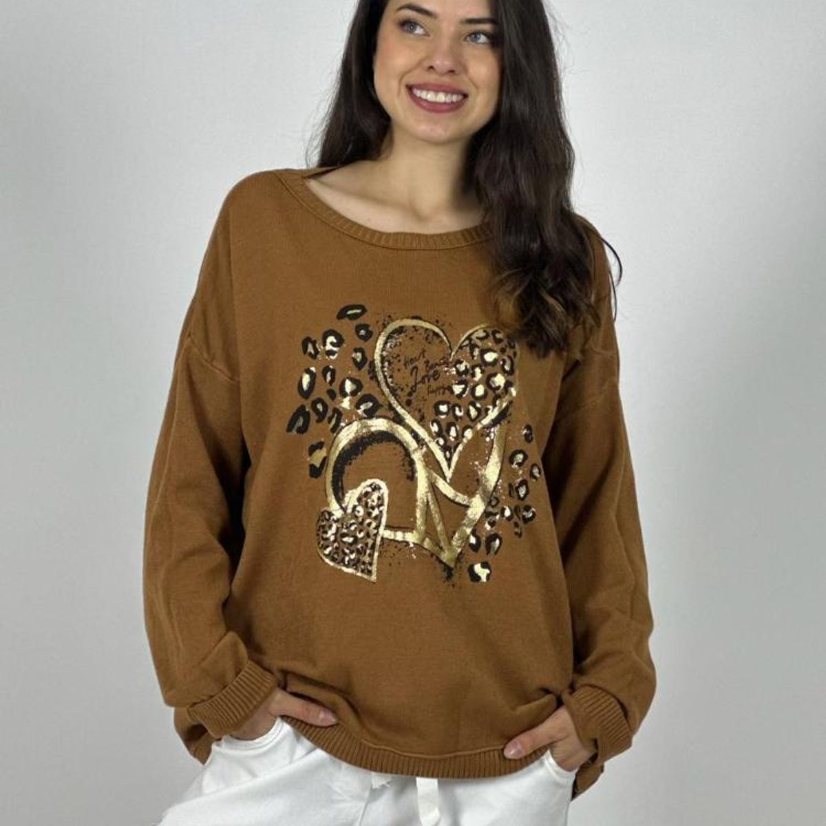 ENIGMATICA BOUTIQUE - Polerón Italiano Triple Corazón Print