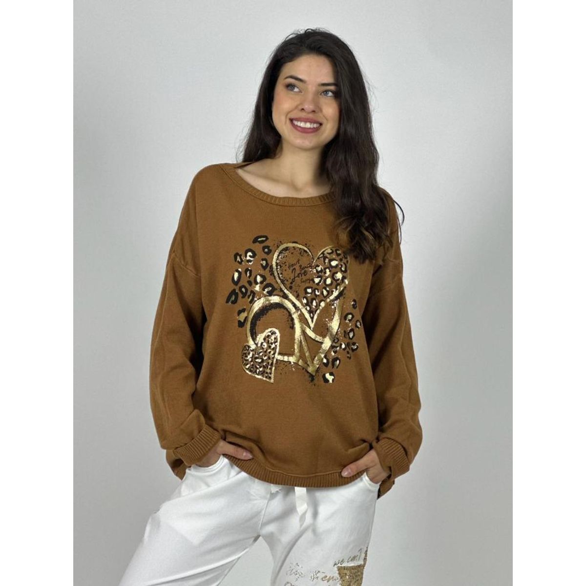 ENIGMATICA BOUTIQUE - Polerón Italiano Triple Corazón Print