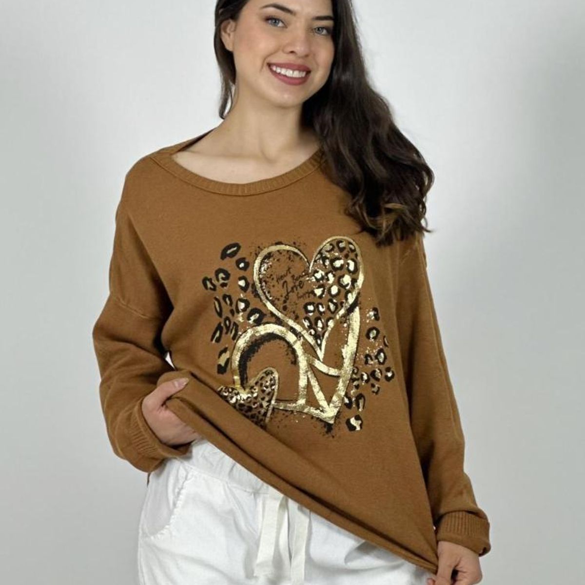 ENIGMATICA BOUTIQUE - Polerón Italiano Triple Corazón Print