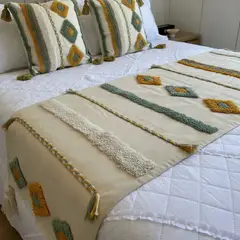 TODOHOGAR SANTIAGO DE CHILE - Set Piecera + 2 Fundas Boho Decoración Dormitorio