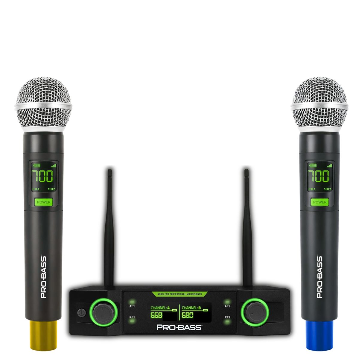 PROBASS - Pack de 2 Micrófonos Inalámbricos Profesionales  PROBASS UHF