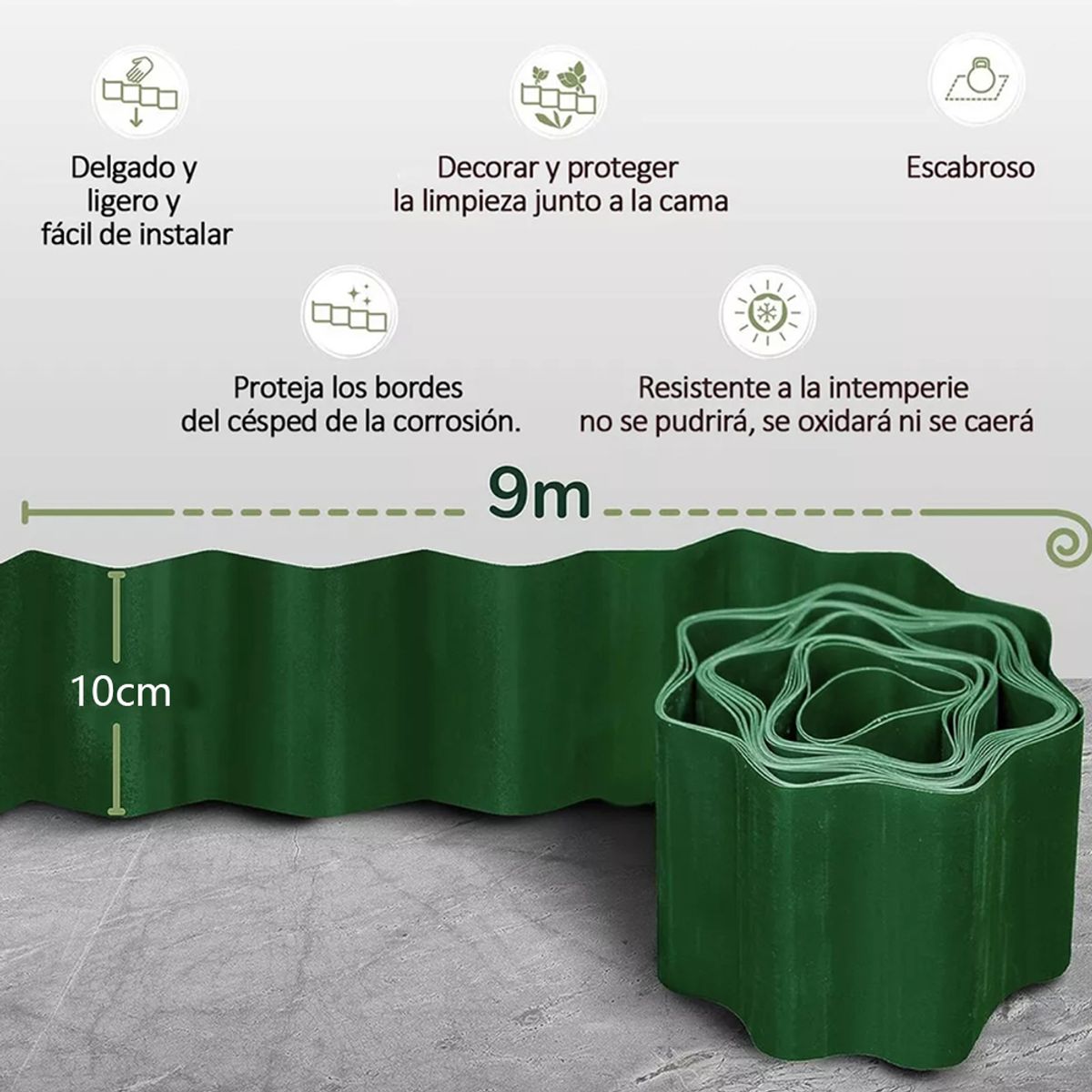 KINDA NICE - 9m Valla De Plástico Para Jardín Y Limitadores De Pasto