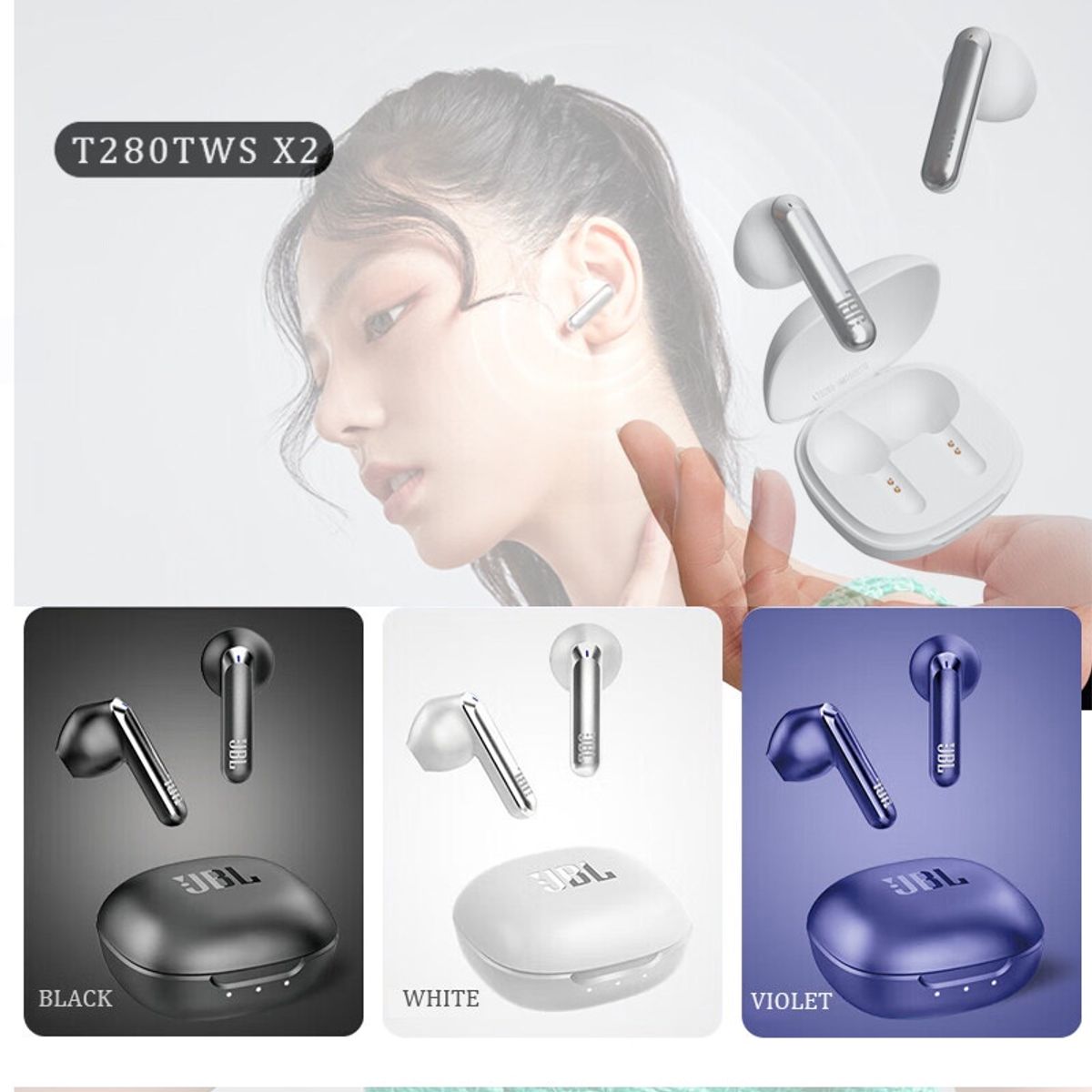 JBL - Audífonos Bluetooth JBL T280TWS X2