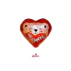 GENERICO - Globo metálico corazón con oso te quiero 45cm