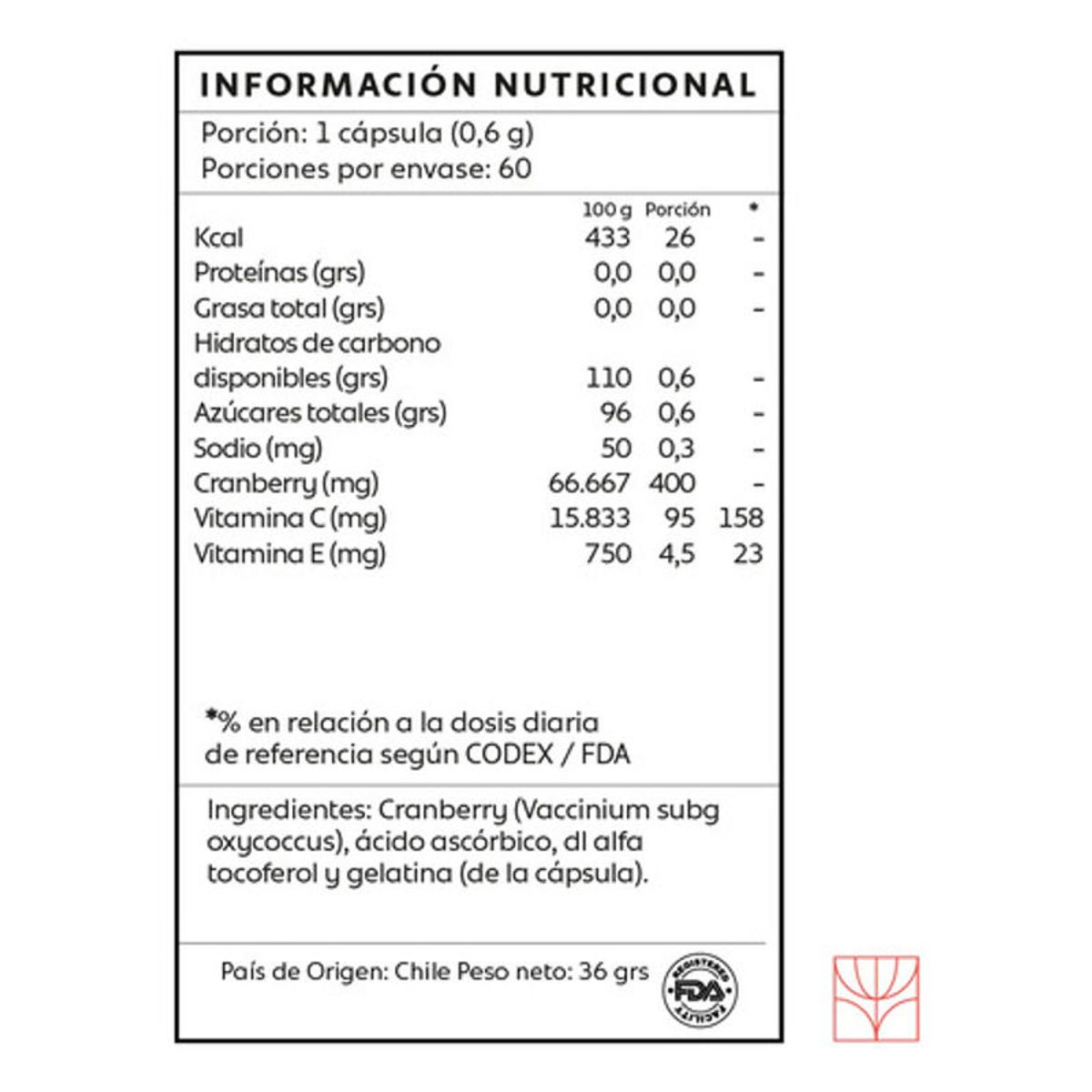 GENERICO - Cranberry + Vitamina C y E - 60 Caps  - Mind Nutrition