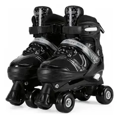 GENERICO - Patines 4 Ruedas Ajustable Para Niñas Negro Talla S