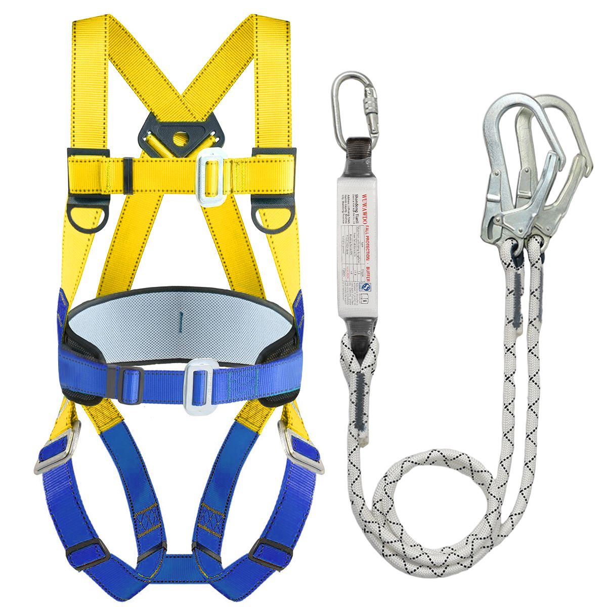 WUWAWDO - Arnés De Seguridad + Cabo De Vida Total Color Amarillo Azul