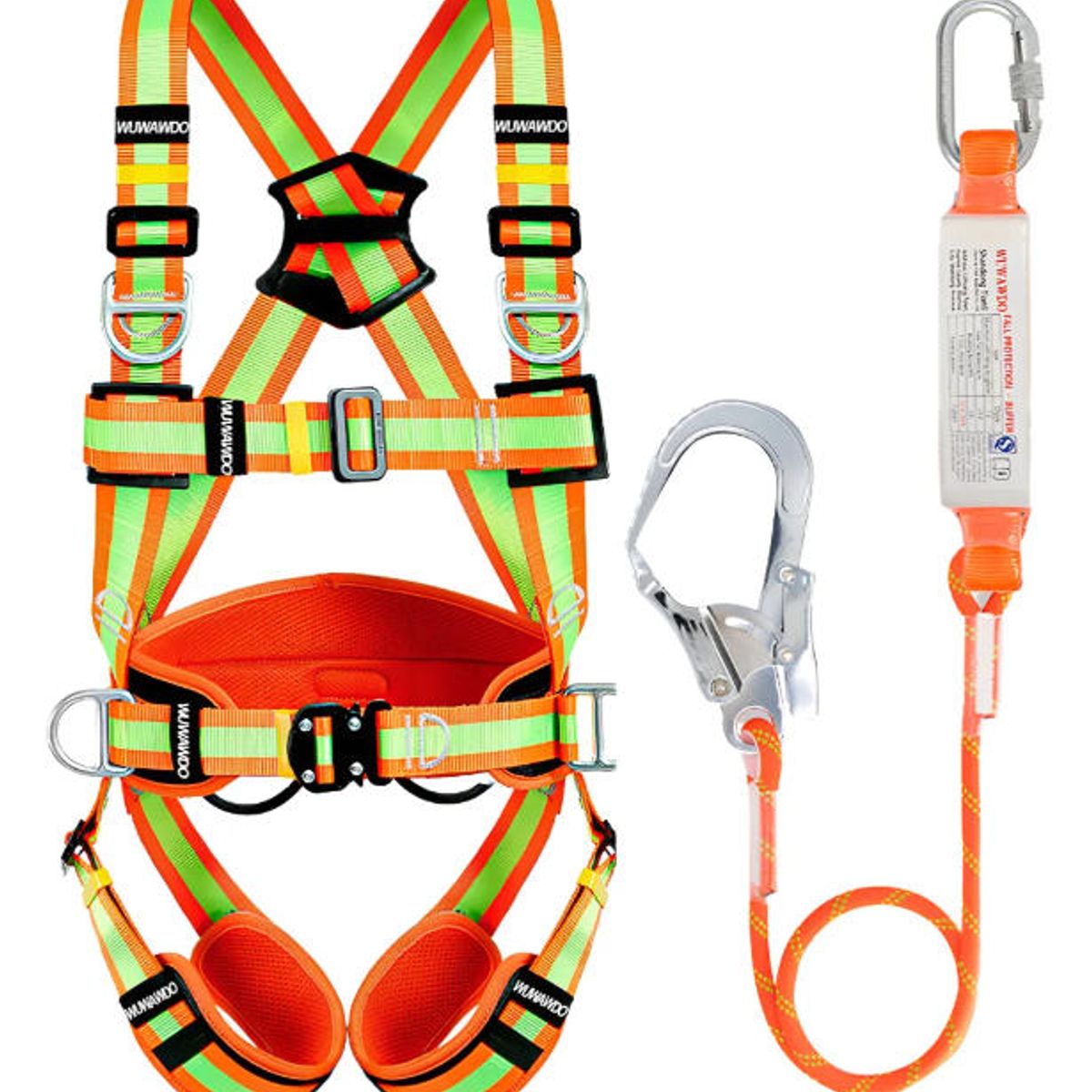 WUWAWDO - Arnes Seguridad + Cabo De Vida Con Protección Lumbar Piernas