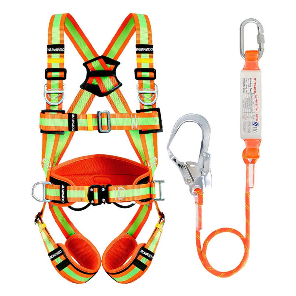 WUWAWDO - Arnes Seguridad + Cabo De Vida Con Protección Lumbar Piernas