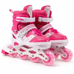 GENERICO - Patines En Linea Roller Rosados Ruedas Led Talla M 35-38