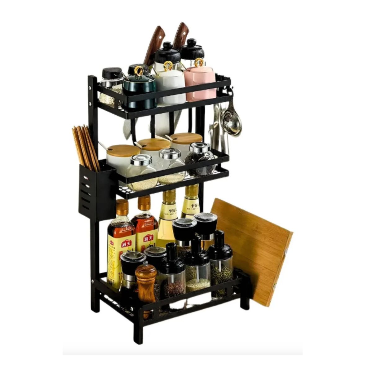 GENERICO - Rack Moderno Organizador De Especias De 3 Niveles Metal