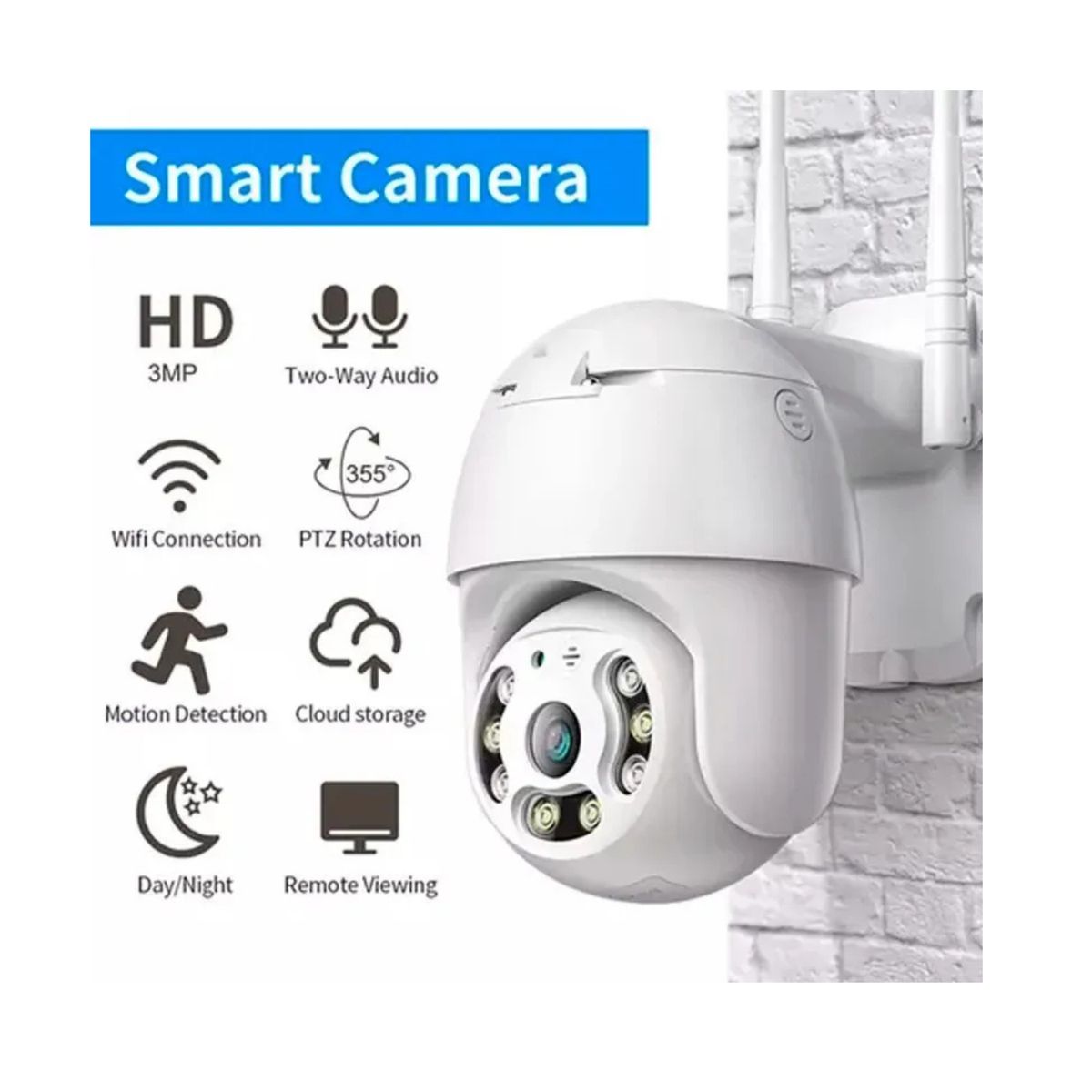 GENERICO - Cámara De Seguridad V380 Pro Wifi Smart Exterior Ip66 Vigila Blanco
